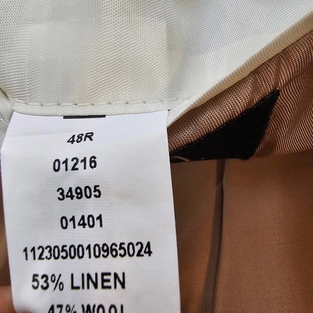 Jos. A. Bank Mens 48R Blazer Linen Wool Blend Tan Sport Coat Two Button Beige